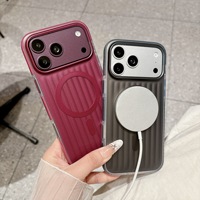 Coques de téléphone portable rayées au design de luxe, protection magnétique mate pour iPhone 17 Pro Max 18 Pro Max