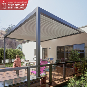 Pergola Bioclimatica Motorizzata da Esterno con Tetto a Lame Orientabili, Gazebo <span class=keywords><strong>in</strong></span> Alluminio Impermeabile Montato a Parete, Tenda Parasole per Patio - Product Image 3
