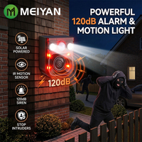 Alarme de sécurité solaire MEIYAN avec détecteur de mouvement, sirène 120 dB avec 10 sons, étanche IP55, alarme extérieure pour la sécurité des fermes et des jardins