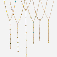 Promotion Exceptionnelle : Collier Long Sportif en Acier Inoxydable Électroplaqué avec Zircon, Chaîne en Y, Bijoux Haut de Gamme pour Femme