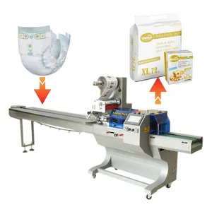 China Hot Sale Automatic Baby Diaper Sanitary Pad Cotton Packing Machine Pillow flow Packing Machine Sealing wrapping machine
