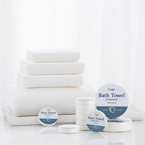 Siêu mềm bông bé người lớn người cao tuổi dùng một lần khăn tắm Logo cả khô và ướt dùng một lần nén khăn - Product Image 1
