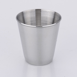 Stainless Steel Beer Mug 60ml Portable Handleless Rolled Rim Slanted Body Solid Color Simple Style <b>Drinkware</b> - Product Image 1