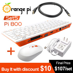 <strong>Orange</strong> <strong>Pi</strong> <strong>800</strong>+5V4A Type-C Power Supply+Wireless Mouse Cable,RK3399 Portable Mini PC 4K HD Wifi+BT 5.0 Gaming Keyboard Kit - Product Image 2