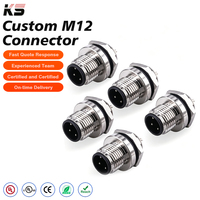 Connecteur étanche IP67 personnalisé M12 à 4, 5 ou 8 broches, mâle/femelle, pour montage sur panneau, capteur PCB, alimentation, assemblage de câbles et faisceau de fils