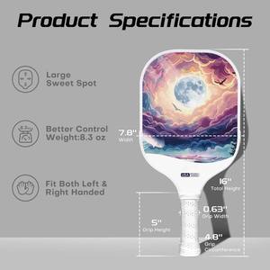 SPIN1.0 Approuvé USAPA, 16 mm, structure nid d'abeille sans bordure, bordure en fibre de carbone brute, surface rugueuse, thermoformé, durable, pickleball - Product Image 2