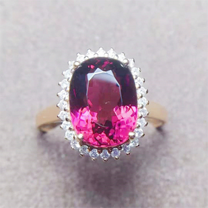 SGARIT แหวนพลอยทัวร์มาลีนแท้ Jewelry18k,แหวนแต่งงาน3.9ct สีทองสำหรับความรักเท่านั้นพราวไม่ซ้ำกัน - Product Image 1