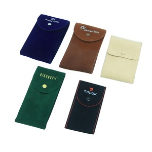 Pochette d'emballage pour bijoux en velours et cuir PU personnalisée avec logo, pochette en microfibre suédée pour la présentation de montres et de bijoux - Product Image 2