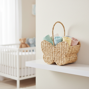 Europäischer Stil Schmetterlings-Design Handgefertigte Natürliche Wasserhyazinthe Stapelbare Aufbewahrungskörbe - Product Image 6