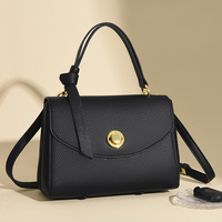 Sac à rabat structuré en cuir véritable pour femme avec bandoulière réglable à bouton - Fournisseur d'usine OEM/ODM Automne/Printemps