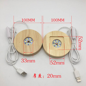 Bán Sỉ Đèn Ngủ Hình Quả Cầu Pha Lê Phát Sáng Nhiều Màu Sắc LED USB Hình Tròn Đế Gỗ Cho Phòng Ngủ - Product Image 3
