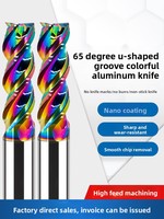 Fraise à queue Shendong à 3 lames en acier au tungstène, carbure cémenté, nano-revêtement, haute brillance, pour cuivre et aluminium, à rainure en U de 65 degrés