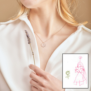 Collane di gioielli di moda per le donne <span class=keywords><strong>collana</strong></span> con ciondolo esagonale ipoallergenico in acciaio inossidabile <span class=keywords><strong>collana</strong></span> con disegno personalizzato per bambini - Product Image 5