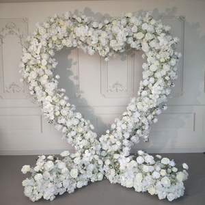 Accesorios para Bodas, Decoración de Fondo para Escenario con Forma de Corazón, Adornos de Tela con Flores Artificiales de Seda, Rosas - Product Image 1