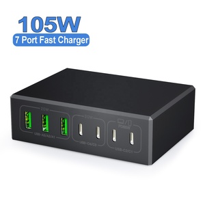 105W GaN 7 en 1 Multi <span class=keywords><strong>USB</strong></span> tipo <span class=keywords><strong>C</strong></span> PD3.0 adaptador de Cargador rápido para <span class=keywords><strong>MacBook</strong></span> Pro Air HP Lenovo Samsung iPhone Laptop Tablet Phone - Product Image 1