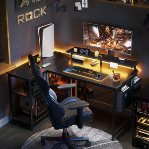 <span class=keywords><strong>Bureau</strong></span> de jeu RGB en forme de L, grand <span class=keywords><strong>bureau</strong></span> d'angle pour e-sport, table de jeu pour ordinateur, fabricant de bureaux pour PC <span class=keywords><strong>gamer</strong></span> noirs <span class=keywords><strong>avec</strong></span> prises électriques - Product Image 6