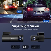 AZDOME M300S Caméra de voiture double 2ch Wifi Commande vocale DashCam 360 Rotation WDR avec Super Vision nocturne Caméra de tableau de bord avant et arrière 4K