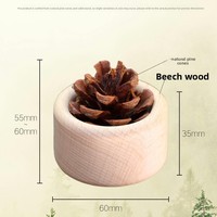 Diffuseur d'arômes Art Déco en bois de hêtre naturel avec pomme de pin - Diffuseur d'huiles essentielles en bois fait main pour cadeaux d'anniversaire et de jubilé, décoration intérieure