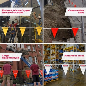 Vinyl Safety Marking <strong>Pennant</strong> Banner Flags Traffic-Resistant Strand <strong>String</strong> Warning Signs for Promotional Banners Business Events - Product Image 6