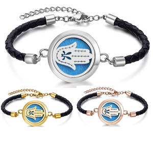 Wholesale Stainless Steel Aroma Diffuser <b>Bracelet</b> Hand Palm Charm <b>Bracelet</b> <b>Leather</b> <b>Bracelet</b> Men Women - Product Image 4