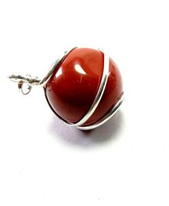High quality red jasper <b>sphere</b> Wire Wrapped Pendant Classic Style Quartz <b>Crystal</b> ball Gemstone Necklace Healing Stone wholesaler - Product Image 2