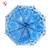 YS-1133 Parapluie Dôme Transparent POE à Ouverture Automatique avec Impression Feuille d'Érable, Forme Cage à Oiseaux, Livraison Rapide, Fournisseur d'Usine