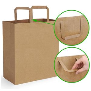 Customized <b>Biodegradable</b> Brown <b>Packaging</b> Flat Handle Kraft Paper Gift Shopping Bags - Product Image 3