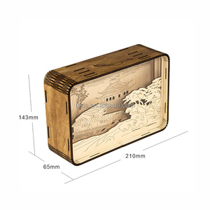 Lámpara de talla de madera con luz y sombra 3D, torre de grúa amarilla, recuerdo turístico, luz nocturna pequeña de madera, regalo Cultural - Product Image 5