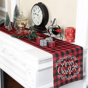 Vận chuyển nhanh chóng mới giáng sinh rô <span class=keywords><strong>tartan</strong></span> bảng Runner Màu Đỏ trâu kẻ sọc chống vết bẩn có thể giặt Bảng trang trí - Product Image 1