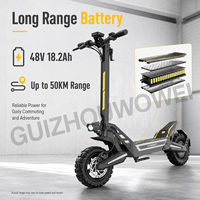 Scooter électrique tout-terrain 1200W, batterie 48V 18.2Ah, pneus pneumatiques de 11 pouces, scooter électrique pour adultes, 55 km/h, autonomie de 50 km