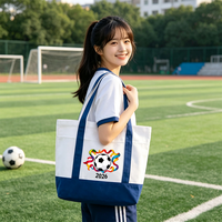 Sac fourre-tout en toile de coton MINGYUE robuste et extra large à motif de dessin animé, avec fermeture éclair et poignée longue, personnalisable, vente en gros
