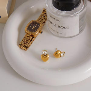 Pendientes de Botón con Forma de Corazón Hinchado Vintage, de Acero Inoxidable de Calidad, Chapados en Oro de 18k, Resistentes al Agua, Regalo de San Valentín para Novia - Product Image 4