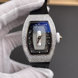 Luxurious, Fashionable and High-quality 20mm <b>Rubber</b> Strap 0701 Moissanite Full Diamond Men's Automatic Mechanical <b>Watch</b> - Product Image 1