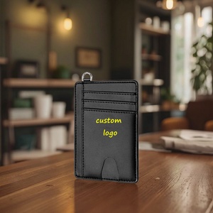 Custom logo Card <b>Holder</b> Slim <b>Wallet</b> RFID Blocking <b>Wallets</b> Front Pocket Leather Short Credit Card <b>Holder</b> for Men & Women - Product Image 1