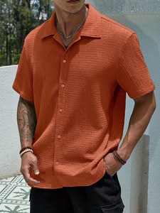 เสื้อเชิ้ตผู้ชายถักแบบลำลอง ปักโลโก้ 200GSM โพลีเอสเตอร์ 100% สไตล์รีสอร์ท สตรีทแวร์ - Product Image 5