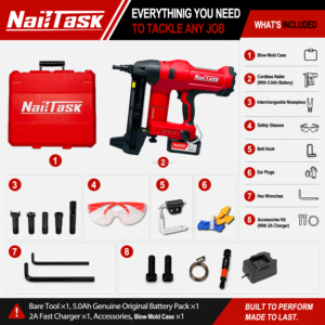<span class=keywords><strong>Clavadora</strong></span> de Concreto Industrial Premium 100J NailTask DCCN100X2 20V con Batería de Litio-Ion sin Escobillas para Terrazas Residenciales y <span class=keywords><strong>Postes</strong></span> de Patio - Product Image 6