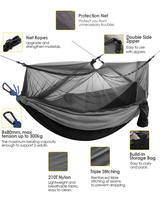 Moustiquaire respirante d'extérieur en tissu parachute en nylon 210T, hamac de camping