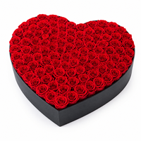 Cœur géant fait main avec 100 roses éternelles de qualité supérieure dans une boîte en forme de cœur pour Thanksgiving et Noël