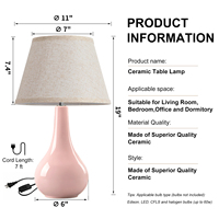 Lampe d'appoint en céramique personnalisable OEM/ODM, luminaire à lumière douce et chaude pour canapé, table d'appoint, console