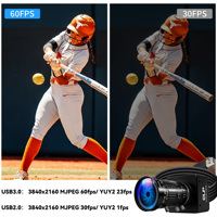 ELP USB3.0 4K 60fps Kamera Industri Kecepatan Tinggi, Lensa Zoom Varifokal Manual 10X CS-Mount 5-50mm, Webcam Plug and Play