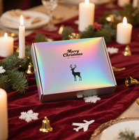 Boîte d'emballage postale en carton ondulé personnalisée, laminage mat, gaufrage, holographique, logo gratuit pour cadeaux de Noël recyclables