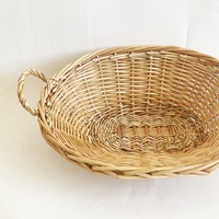 Panier de service en osier naturel, forme ovale avec poignées, panier à fruits et à pain tissé à la main pour la décoration de la maison, de la cuisine et de l'hôtel