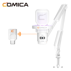 Microphone de jeu sans fil COMICA EJoy Uni Pro(A) blanc USB-C en métal cardioïde avec éclairage RGB et latence <20ms pour le streaming - Product Image 5