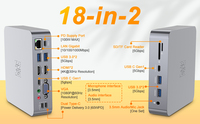 Hub USB Type C Ganda 18 in 1 dengan Casing Aluminium, Dilengkapi Pembaca Kartu SD/TF USB 3.0, Adaptor Dock Multiport untuk MacBook