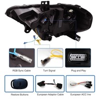 Phares HETOP Mustang 2018-2022, mise à niveau RGB, phares LED de voiture, DRL, plug and play, accessoires de phares avant, phare pour Ford