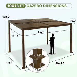 Pergola permanente entièrement en aluminium <span class=keywords><strong>pour</strong></span> patio, <span class=keywords><strong>abri</strong></span> extérieur autoportant - Product Image 2