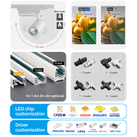 Projecteur LED COB sur rail à CRI élevé 90, 15W 1350lm, faisceau large 38° pour présentoirs de magasins, tête de rail 2 fils non dimmable, direct usine
