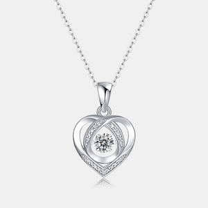 Moissanite 여성 생일 선물 목걸이 로맨틱 925 실버 사랑 하트 펜던트 목걸이와 고급 보석 하트 모양 펜던트 - Product Image 4