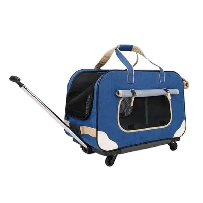 Carrello per animali domestici pieghevole carrello per cani a quattro ruote borsa per valigie per gatti leva chiusa traspirante lucernario panoramica Super traspirante