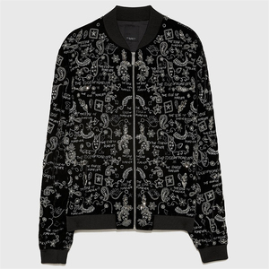 Clothing Manufacturers Custom Unisex Embroidered Rhinestone Sequin Zip up Bomber <strong>Jacket</strong> <strong>for</strong> <strong>Men</strong> - Product Image 4